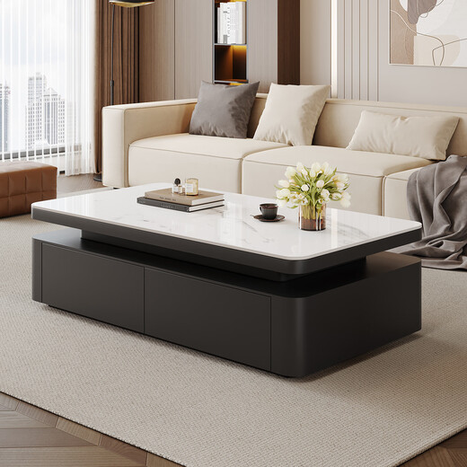 Home coffee table living room home 2025 new high-end size apartment light luxury modern coffee table rectangular slate coffee table table slate snow mountain white coffee table 130*70*45cm