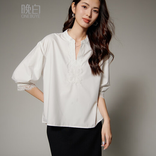 Late White New Product 2025 Autumn Generous Top Chic Versatile Fashion Temperament Skin Friendly Commuting Shirt Women White M