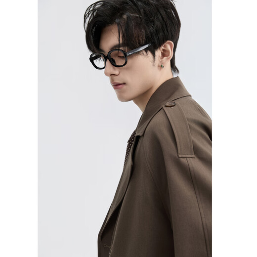 Earl Zall Fashion British Style 25 Autumn Double-breasted Short Windbreaker Men's Anti-Wrinkle Jacket Autumn