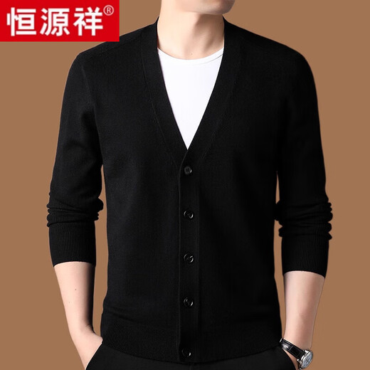 Hengyuanxiang Ordo City Plush Strick-Strickjacke für Herren Frühling, Herbst und Winter Neue Modepulloverjacke mit mittleren Alterszeiten. Leichter Kaffee 6217 [hochwertiges eng anliegende] L 170 Empfohlen 120-135 Jin [Jin ist 0,5 kg]
