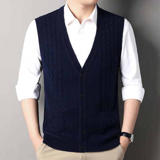 KING DEER Ordos Cashmere Sweater Men's Sweater Vest Spring Autumn Winter New Knitted Cardigan V-neck Jacket Medium Gray L 170 Recommended Weight 120-140Jin Jin is equal to 0.5 kg