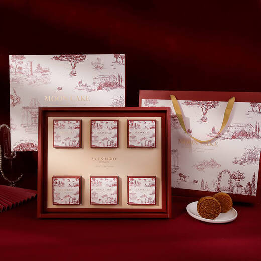 Qiao Bo Lai 2025 Mid-Autumn Festival gift box packaging box egg yolk cake box Liuxin Cantonese style mooncake box 6 pieces 8 pieces French style 6 piece mooncake box 50 sets