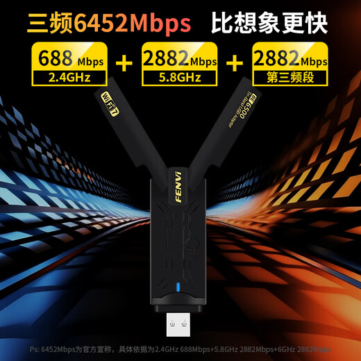 Fenvi WiFi7 Gigabit USB wireless network card desktop dedicated BE6500 wireless wifi receiver e-sports tri-band 5G computer notebook wifi transmitter