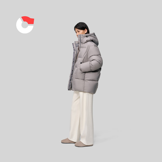 Nanny Goose Down Jacket Women's Mid-Length Thick Warm Casual Versatile Goose Down Jacket Comfortable Hooded Winter NG2791 Shark Gray M /165/88A