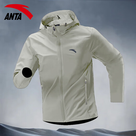 ANTA (ANTA) Hooded Jacket Men's 2025 Autumn Charge Water-Repellent Cardigan Top Men's Spring and Autumn Casual Jacket Men -1 Floating Gray L (175) -Suitable for 120-140Jin Jin is equal to 0.5 kg