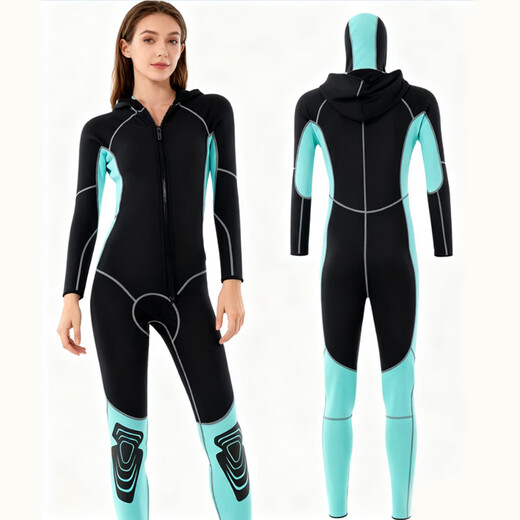 Citoor hooded wetsuit for men 3/5/7MM warm winter swimsuit, cold-proof wet surfing suit, snorkeling one-piece wetsuit for women, 5mm explosion-proof steel puller S (height 150-160CM, weight 45-52KG)