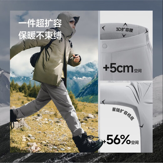 蕉下（beneunder）休闲裤子男士棉裤气绒高暖加厚直筒长裤CL888 浅屿灰 L