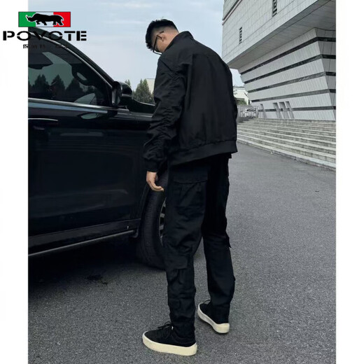 Jacket men's three-proof American flying spring and autumn wear stand-up collar baseball jacket short workwear assault top D60 black clearance special price 3XL heavy upgrade version