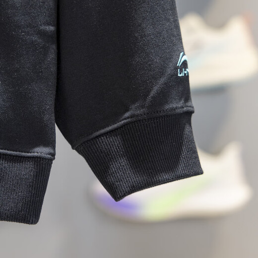 Li Ning Children's Pullover Sweatshirt 2025 Autumn New Style Boys' Loose and Comfortable Round Neck Sweatshirt YWDV131 Black YWDV131-4 130