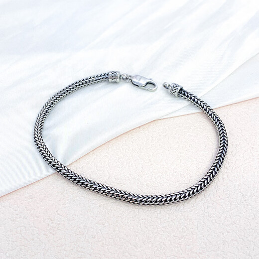Zhaoliang square braid platinum bracelet for men and women PT950 platinum fashionable electric black craft couple gift 11.21 grams long 19cm wide about 3mm
