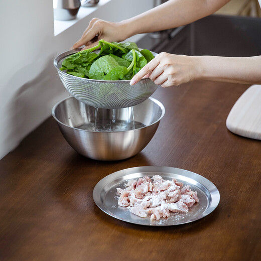 Shuangshan matryoshka doll basin enlarged 304 stainless steel kitchen preparation set washing vegetables, rice washing and draining basin 24cm cooking basin *Recommended by the store manager 4-piece enlarged kitchen cooking set