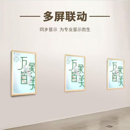 Maigu máquina de publicidad con marco táctil de pantalla grande de madera maciza, música de alta definición, arte, marco de fotos electrónico, pantalla de galería, máquina de publicidad con marco de 65 pulgadas