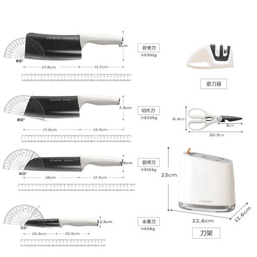 Mrs. Lee's Dolphin Titanium Ensemble de couteaux tranchants antibactériens en titane, couteau à viande de cuisine, couteau de cuisine léger pour femme, planche à découper, ustensiles de cuisine deux en un de qualité alimentaire, couteau Santoku