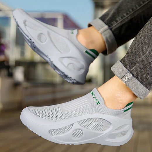 2025 New Men and Women Couple Outdoor Shoes Casual Breathable Beach Shoes Anti-Slip Shoes Fitness Indoor Yoga Mesh Shoes 2508 Gray 37