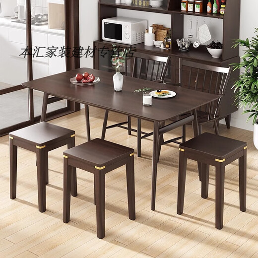 Zhongen Solid Wood Stools for Home Stackable Modern Simple Dressing Stools Living Room Dining Table High Stools Catering Commercial Square Stools Upgraded Copper Style-6 Pack_Home