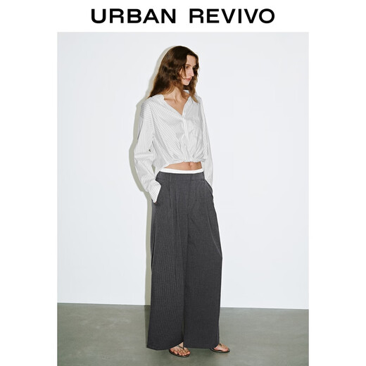 UR2026 Spring New Women's Mobile Philosophy Trendy Twist Striped Blouse Shirt UWJ250058 Original White Stripes (Fabric Slightly Transparent) S