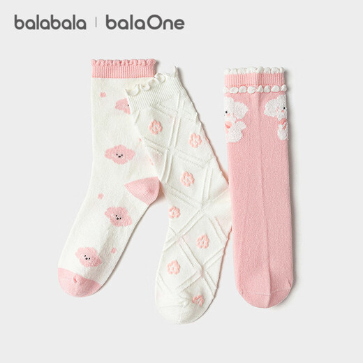 Bala BalaOne Children's Socks Autumn and Winter Girls' Socks Jacquard Medium and Large Children's Wool Three Pairs 208425172001