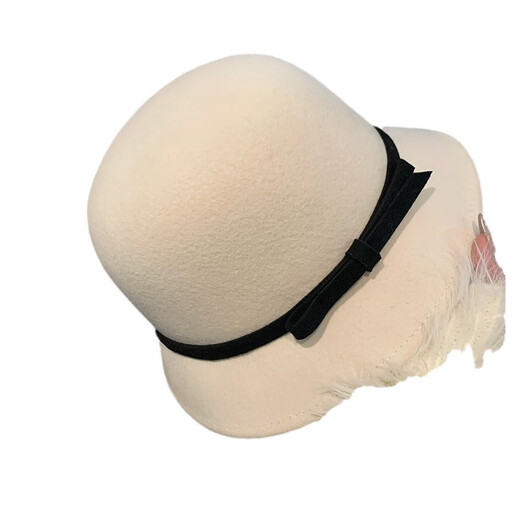 Autumn ballad French woolen Hepburn hat autumn and winter women's chaebol daughter's small top hat elegant temperament small fragrance basin hat black coffee color matching adjustable