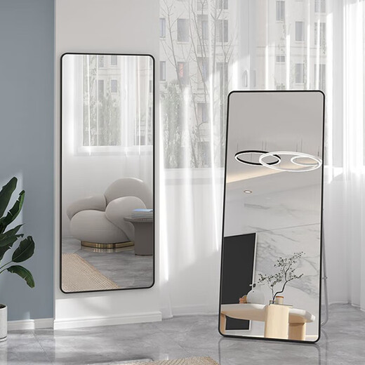 穿衣镜全身镜落地镜壁挂镜挂门服装店试衣镜挂穿一体简约北欧风 【圆角】典雅白150*40cm 送货上门