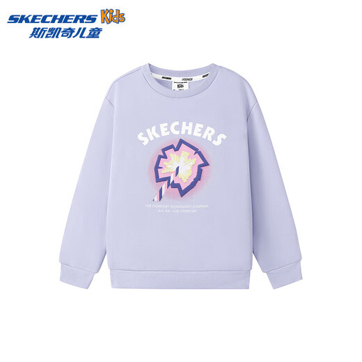 Skechers Skechers children's velvet autumn fashion round neck pullover sweatshirt for boys and girls loose casual top L425K030 velvet/heather purple/00FW 160