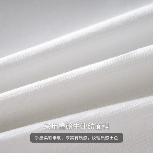 Duken Heavyweight Oxford Textile Stand Collar Short Sleeve Shirt Men's Summer Casual Inch Shirt White Henley Collar New Style White M _ (Suitable for 90-110Jin Jin equals 0.5 kg)