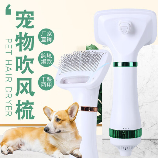 Dog and cat quick-drying fluffy comb pet smart electric hot air comb dog and cat air-drying and hair removal all in one champagne gold