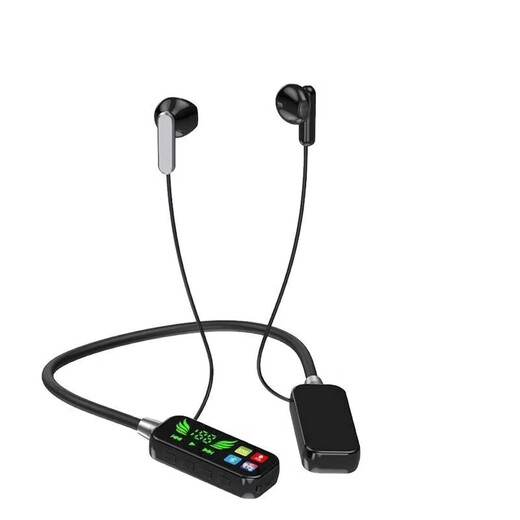 Hanging neck style Bluetooth 5.4 headphones, sports, ultra-long battery life, passive noise reduction, built-in digital display, noise reduction, sports NZ-02, black - top version - Bluetooth 5.4 + no sense of delay