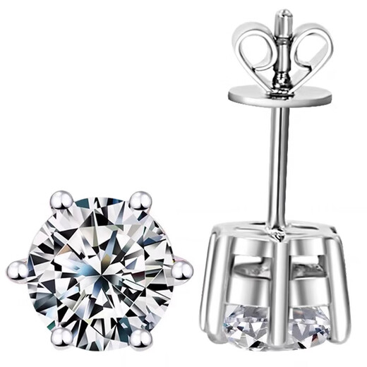 I Do platinum PT950 earrings classic six prongs 50 cents 1 carat cultivated diamond earrings Valentine's Day gift for men and women 50 cents diamond pair