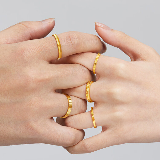 Lukfook Jewelry Pure Gold Geometric Square Gold Ring Closed Ring Price Size 14 - About 2.45g