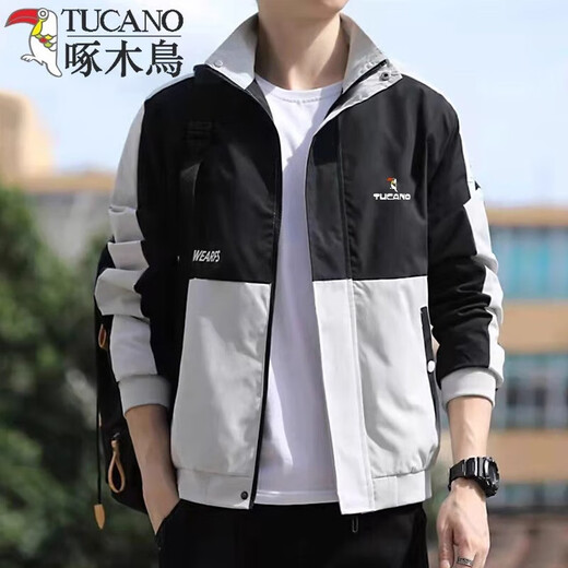 Woodpecker (TUCANO) Fashion Trend Autumn Men's Contrast Color Spring and Autumn Thin Flight Jacket Loose Stand Collar Versatile Casual Men 6700 Blue Spring and Autumn 4XL