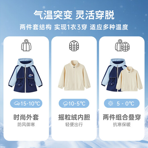 Disney Zootopia children and girls autumn and winter coat three-in-one two-piece set children's clothing 2025 new polar fleece baby