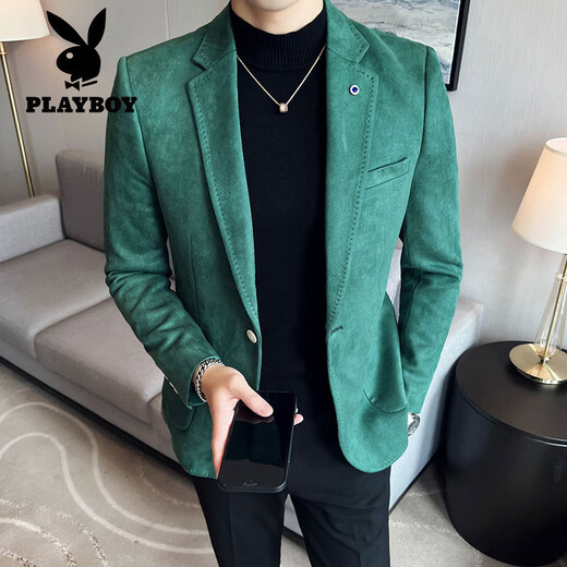 Playboy (Playboy) Slim Suit для мужского осеннего и зимнего замшевого костюма Британская маркировка 9929 Grey M подходит для 115 Jin [Jin равно 0,5 кг]