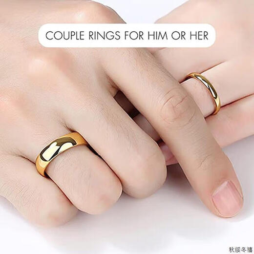 Hundred-year-old Fengxiang gold-covered silver ancient ring ring simple solid wedding jewelry 9999 simulated gold couple pair default glossy male 6m + female 4m