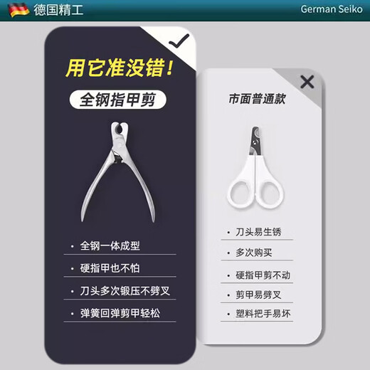 JCZS German brand Seiko dog nail clipper large and medium-sized dog nail clipper nail clipper for big dogs special pet matte all stainless steel pet nail clipper