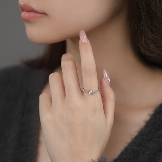 YaoYiZun 999 sterling silver ring women's index finger birthday gift for wife niche light luxury Valentine's Day gift for girlfriend 999 sterling silver ring