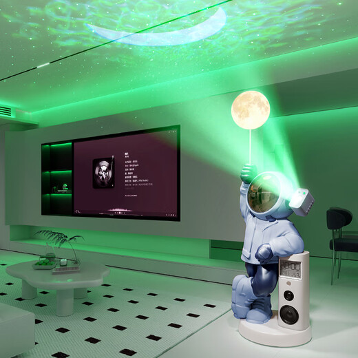 Chenyu astronaut decoration living room floor-standing large astronaut TV cabinet sofa side decoration housewarming gift upgrade Astronaut Ram blue audio starry sky lamp