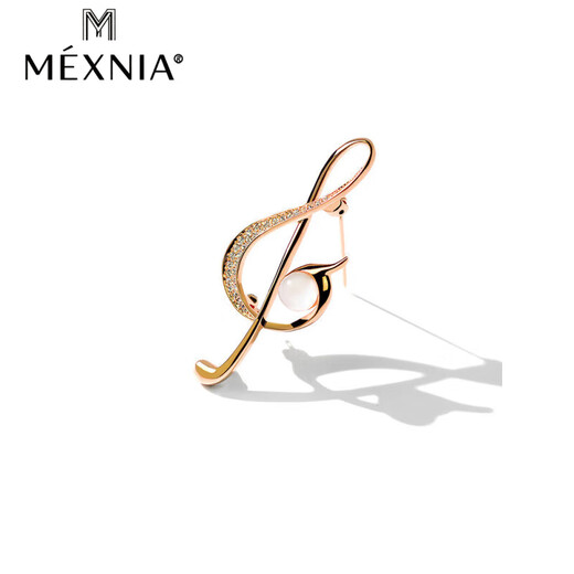 MEXNIA luxury high-end brand high-end jewelry note brooch women's exquisite niche design advanced suit sweater accessories gold