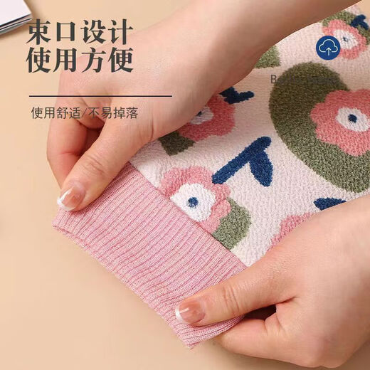 Bath towel with bath towel, double-sided bath gloves, men's and women's bath towel, decontamination bath towel, other beauty tools, with bath flower pull back strip 1 piece, random color sent