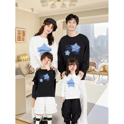 G.duck little yellow duck parent-child clothing family of three and four sweatshirts for the whole family 2025 new children's clothing mother and daughter spring and autumn coats black round neck sweatshirt plus velvet 150 cm for boys