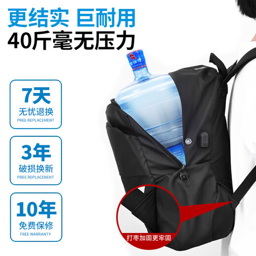 Jeep Backpack Rucksack Herrengeschäft für große Kapazitäten Pendler Computertasche Reisen Tasche Freizeit High-Value College Student Schoolbag Schwarz
