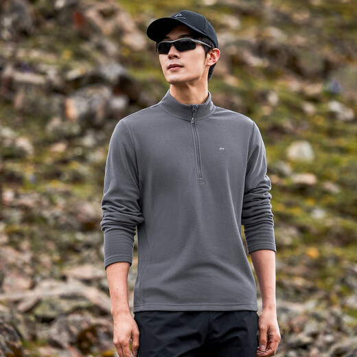Pathfinder outdoor fleece jacket men's sports mountaineering top pullover casual stand-up collar bottoming shirt half-cardigan sports warm top