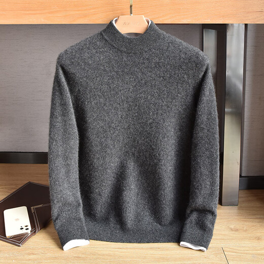 Pull de cachemire d'automne et d'hiver d'Ordos City pour hommes pure cachemire à demi-collé challe épaissis chameau l