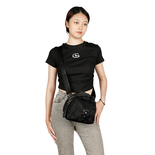 Andseeyou Damen Crossbody Bag New Oxford Stofftasche Frauenbeutel One-Shoulder-Muschel-Brustbeutel Textur Leichter Einweihbeutel Frauen Schwarz