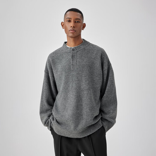 BODYDREAM Henry collar sweater men's winter machine washable sweater lazy neutral style sweater floral gray (one size larger) S 120Jin Jin is equal to within 0.5 kg