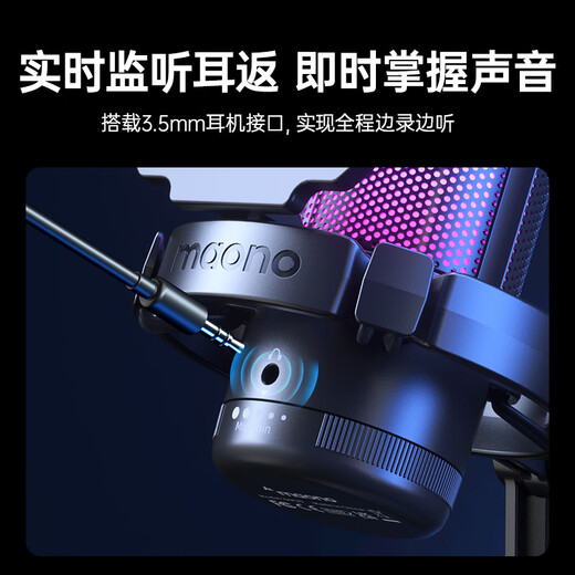 Maono computer microphone game live recording microphone noise reduction usb mobile phone desktop notebook radio microphone online class karaoke DM20 wired condenser microphone DM20 black (disc style)