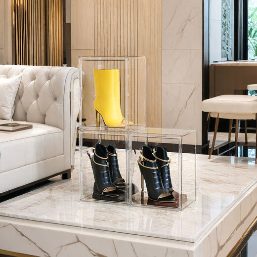 Transparent shoe box drawer folding shoe rack home door dust-proof long boot storage box acrylic shoe cabinet side opening - transparent 10 pieces double magnetic door 48 yards easy to install