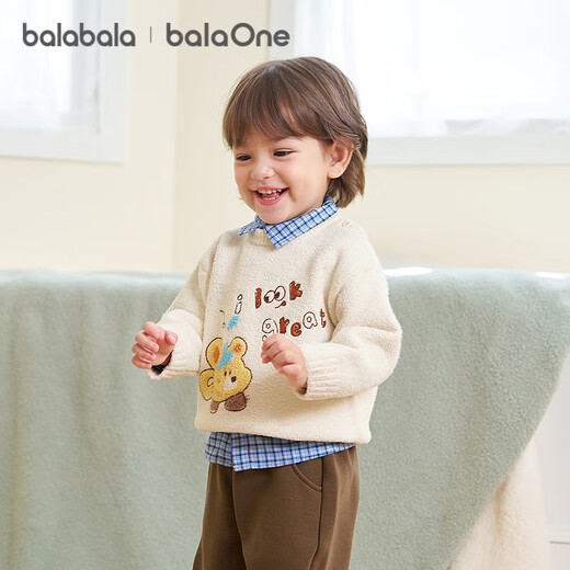 Balabala children's clothing baby sweater children's sweater boys and girls 2025 winter round neck sweater cute 209425103207