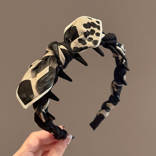 Idel bow leopard print headband women's high skull 2025 new daily wear hairband face wash headband pressed hairpin headdress leopard print bow headband F3587