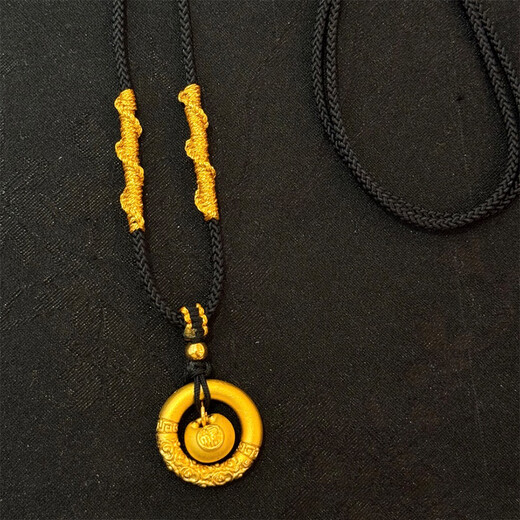 Gold peace buckle small fat blessing pendant for women Bauhinia flower blessing lock braided rope clavicle chain necklace as a gift for girlfriend Peace buckle fat blessing necklace 1 pack