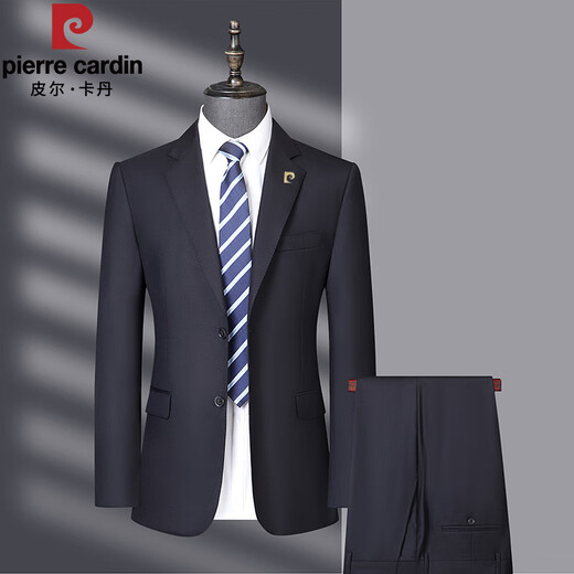 Pierre Cardin high-end worsted pure wool suit men's high-end business formal wear dad's casual suit two-piece set black M 170/46B